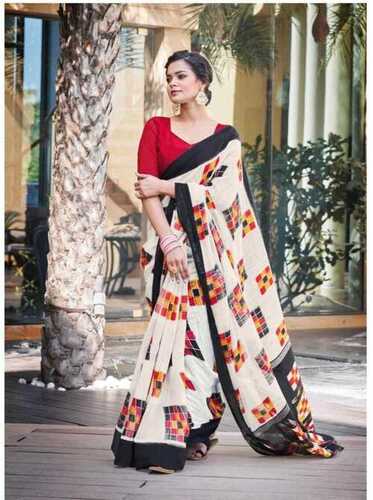 Machine Made 5 Meters Ladies Cotton Saree For Party Wear