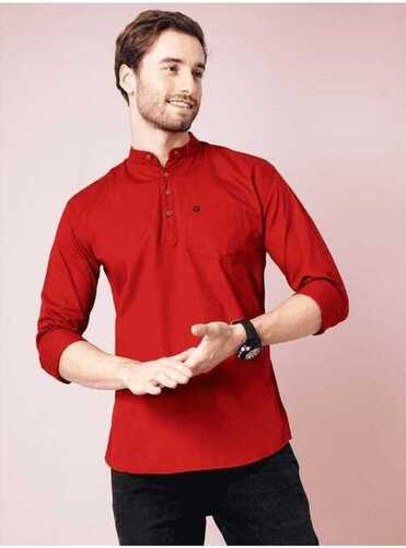 Spandex Men Light Weight Long Lasting Comfortable And Breathable Red T-Shirt For Casual Wear