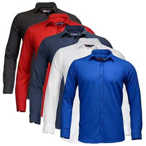 Mens Plain Multicolor Full Sleeves Formal Cotton Shirts For Office And Parties