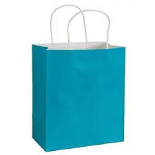 Sky Blue 100 Percent Natural Plain Paper Carry Bags For Gift Shopping And Every Occasion