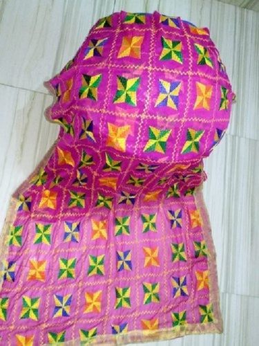 Indian Beautiful And Elegant Embroidered Chiffon Phulkari Dupatta Pakha For Ladies