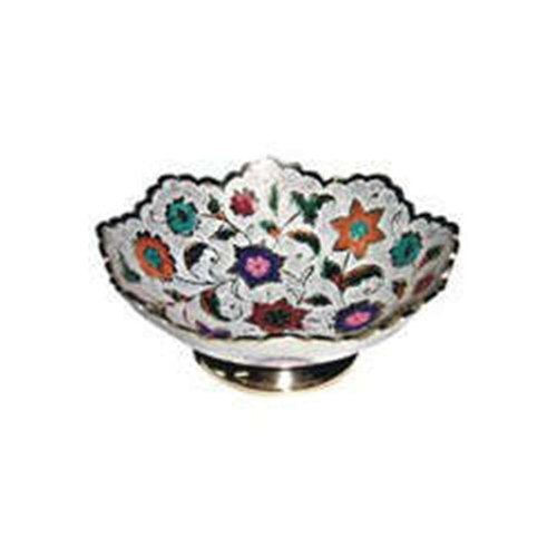 घर और कार्यालय की सजावट के लिए भारतीय सुंदर विंटेज स्टाइल गोल सिल्वर ब्रास बाउल