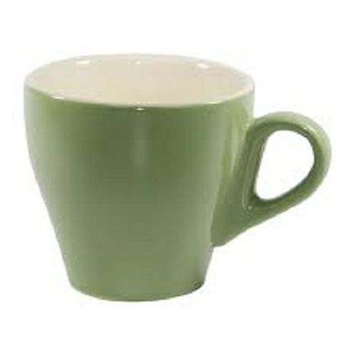 Metal Glossy Finish Simple Green Color Ceramic Medium Size Tea Or Coffee Cup