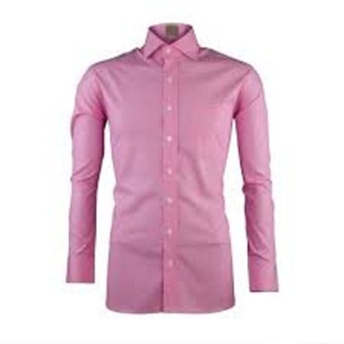 Mens Breathable Pink Full Sleeve Cotton Shirts