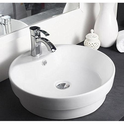 Round Shaped Deck Mounted Ceramic Wash Basin 