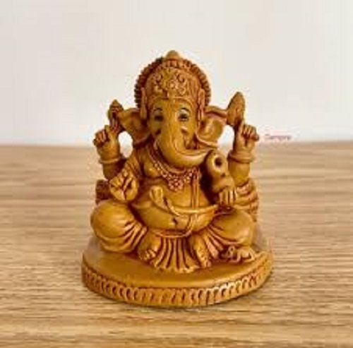 Hindu Beautiful Resin Ganesha Idol In Polymarble Sculpture Statue (5 Inches)