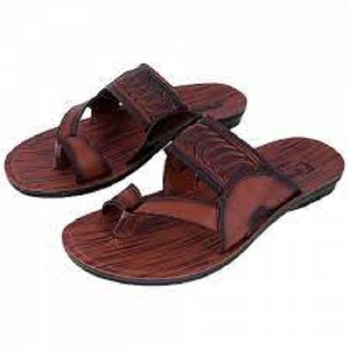 Lightweight Elegant Look Leather Men Brown Flats Sandal For Daily Use Heel Size: Low Heal