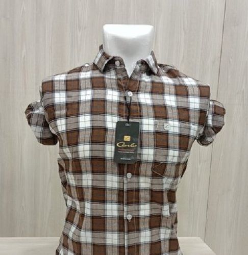 Short Sleeve Brown Colour Cotton Ladies Shirts For Party And Casual Wear Collar Style: Classic