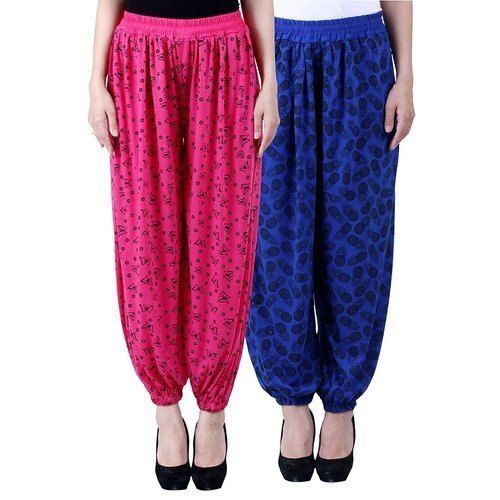 Pink Ladies Casual Wear Printed Cotton Harem Pants