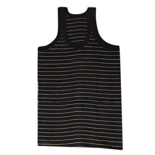 Under Wired Mens Daily Wear Sleeveless U-Neck White 100% Cotton Striped Vest