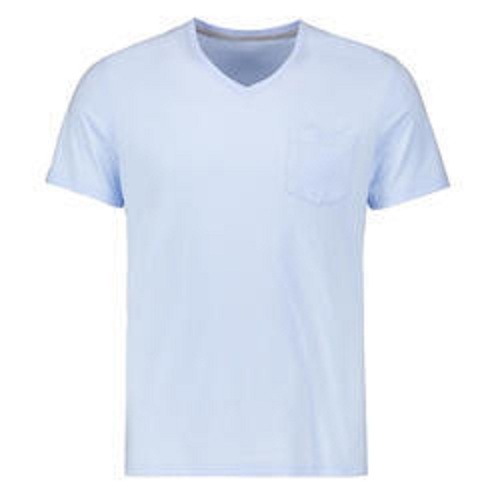 Light Blue V Neck Half Sleeve Casual Wear Cotton T Shirts For Men