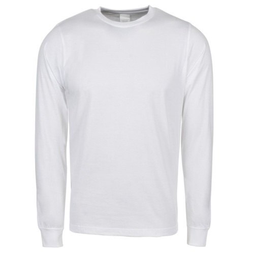 Plain White Round Neck Full Sleeve Cotton T Shirts For Men - [Cotton Fabric, Available Sizes: L, Xl, Xxl, Color: White, Long Sleeves] | [Versatile For Casual And Formal Occasions, Breathable And Comfortable Fit]