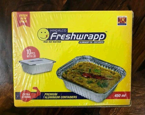 Rectangular Hindalco Freshwrapp Silver Aluminium Foil Containers With Lid For Event And Party