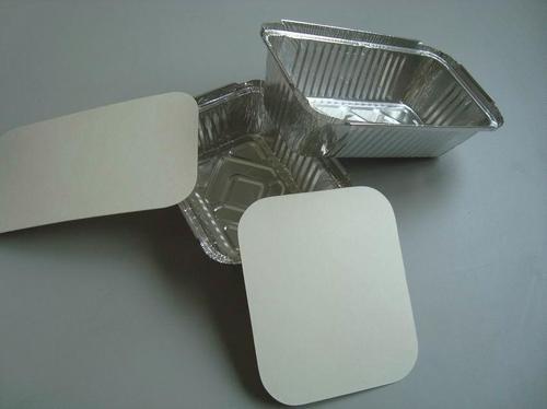 Rectangular Silver Colour Aluminium Foil Containers With Paper Lids For Food Packaging