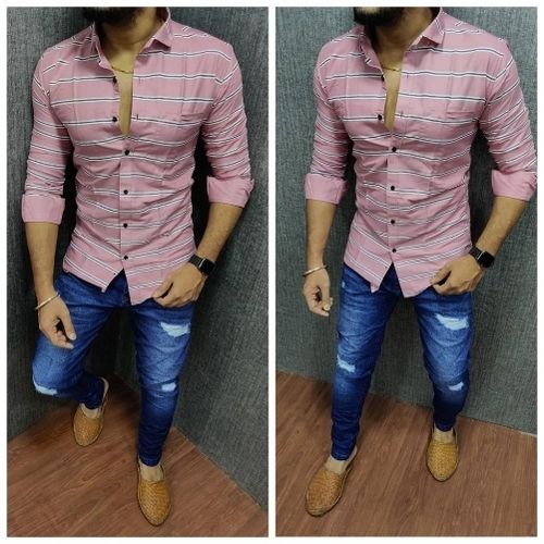 Cotton Skin Friendly Full Sleeves Comfortable And Breathable Printed Mens Casual Shirts