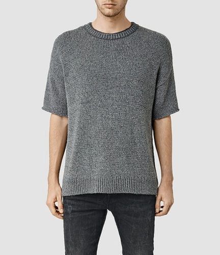 Grey Casual Wear Plain Round Neck Knitted T Shirt For Men