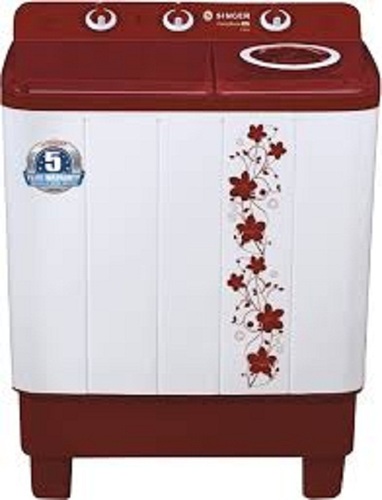 Washing Machine - 7kg Capacity Red and White Plastic Design | Automatic Operation with Agitator Heater and Water Pump Features