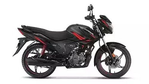 Metal Hero Glamour Bike With 122 Cc Engine Capacity And 55Kmpl Mileage, Black And Red Color