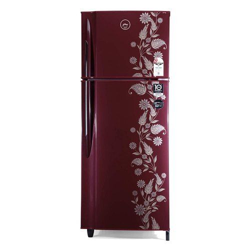 Low Power Consumption And Durable Red Floral Design Double Door Refrigerator