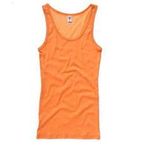 Washable Mens Regular Fit Sleeveless U-Neck Orange 100% Cotton Plain Vest