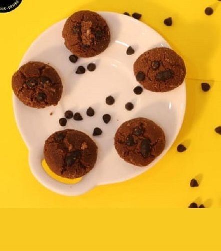 Sweet And Crispy Tasty Low Salt Baked Round Cookies With Chocolate Chips