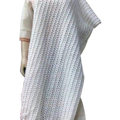 100% Pure Cotton Soft and White Color Handicraft Wool Crochet Shawl