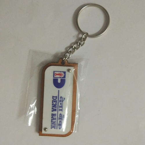 Brown Light Weight Trendy And Unique Design Rectangular Wooden Keyring To Gift Item