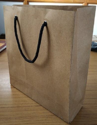Recyclable Hand Length Handle Plain Brown Colour Carry Paper Bag for Shopping