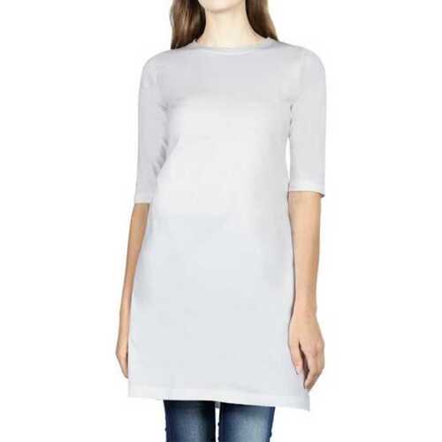 White Shrink Resistance Skin Friendliness Half Sleeves And Round Neck Ladies Top