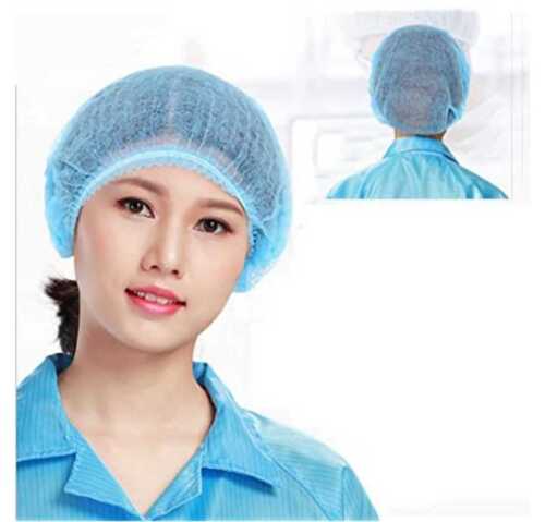 Blue Smooth Texture Easy To Use Light Weight Skin Friendly Disposable Bouffant Cap