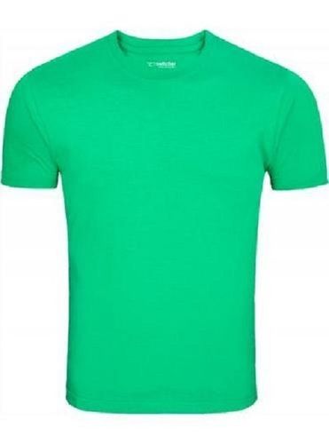 Casual Wear Breathable Skin Friendly Plain Green Round Neck Half Sleeve T Shirts For Men