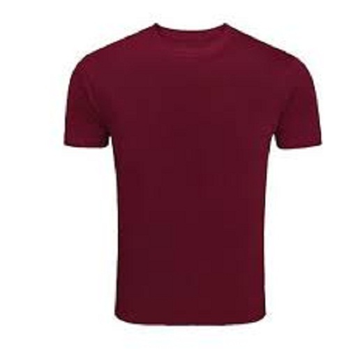 Men Round Neck And Half Sleeves Breathable Cotton Plain Maroon T Shirt