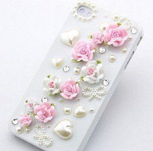 Scratch And Water Resistant With Lightweight Beautiful Floral Design White Mobile Cover - Plain Transparent Plastic Material, One Size Fits All, Lightweight
