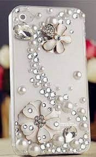 Sleek And Lightweight Water Resistant Plastic Stone Work White Mobile Cover Design: Bar