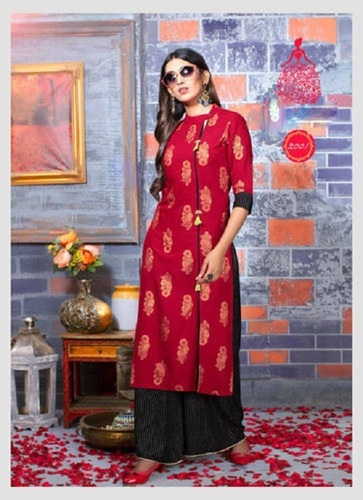 भारतीय महिलाएं 100 प्रतिशत कॉटन आरामदायक और सांस लेने योग्य शॉर्ट स्लीव प्रिंटेड कुर्ती