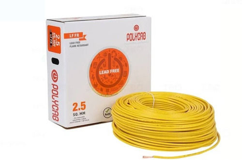 Yellow Pvc Insulated Copper Polycab Single-Core Electrical Wire Length 90 Meter Size 2.5 Sq.Mm