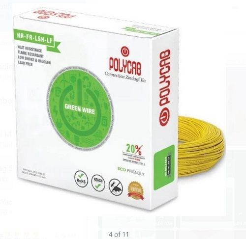 Heat Resistance Polycab Yellow Pvc Wire Used For Industrial And Home, 90 Meter Cable Capacity: 240 Volt (V)