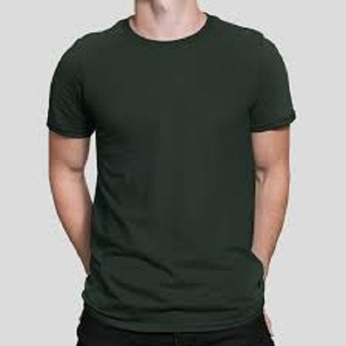 Men Short Sleeves And Round Neck Breathable Soft Cotton Plain Green T Shirts