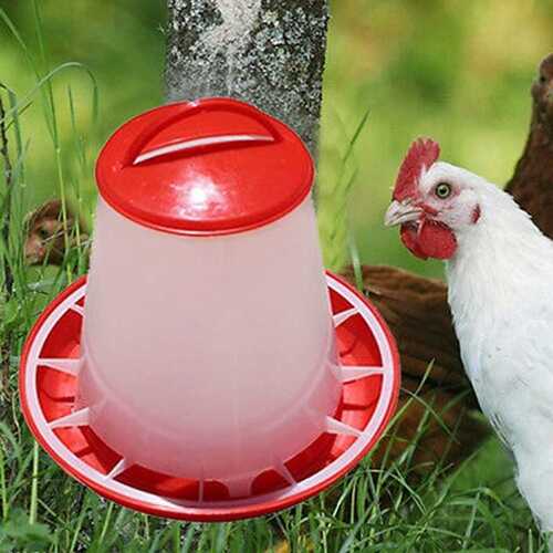 Red And White Spill Proof Washable Manual Plastic Poultry Feeder For Poultry Farm