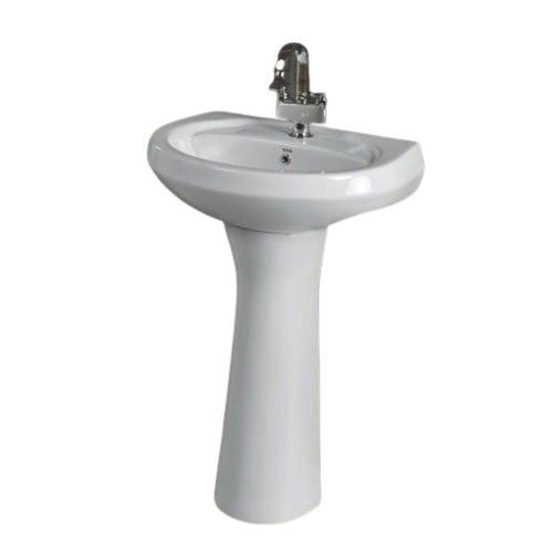  Bathroom Standing Glossy Finish White Ceramics Premium Pedestal Wash Basin 