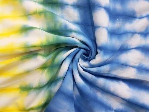 45 Inch Width Multi Color Tie Dyed Shibori Cotton Fabric With Hand Block Printing