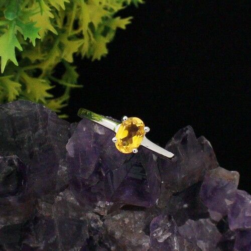 925 Sterling Silver Golden Topaz Simple Ring Gender: Women