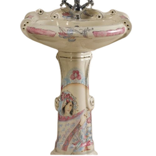 Beautiful Designer Hand Painted Sonet Ceramic Printed Pedestal Wash Basin