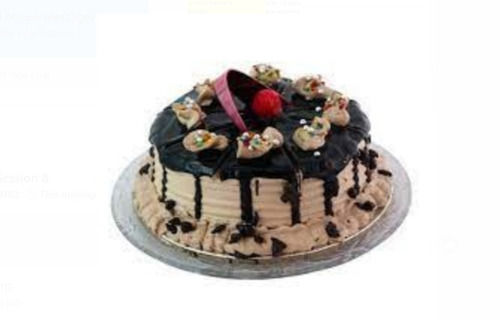 Chocolate Flavor Topped With Wafer And Cherry Fresh Cake For Birthday Celebration