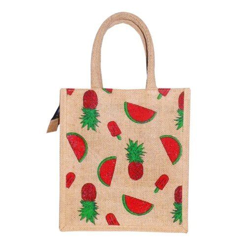 Borwn Classic Elegant Look Tear Resistance Eco Friendly Printed Jute Bags