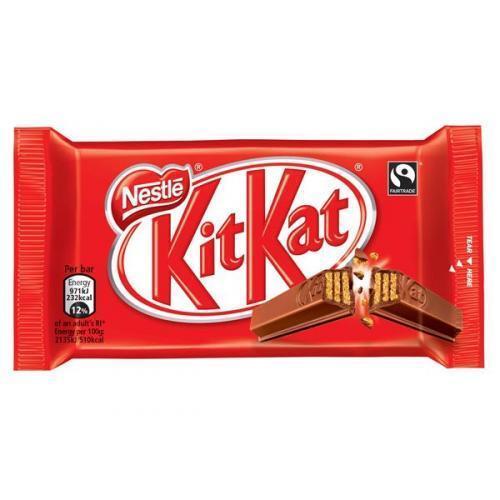 Brown Traditional Crispy Wafer Snacks With Velvety Milk Chocolate Coating Kit Kat Chocolate 