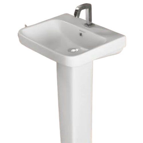 Sonet White Polished Glossy Finish Ceramic Pedestal Wash Basin Model Fabia