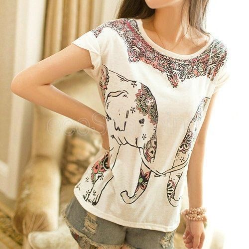 Casual Wear White Printed Cotton T Shirt For Ladies With Short Sleeve Age Group: 18-45 Years