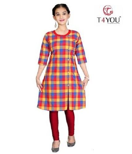 Indian Girl Trendy Stylish Round Neck 3/4 Selves Colorful Fancy Dress