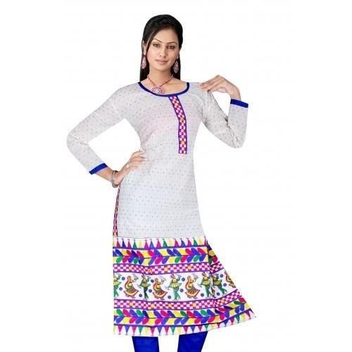 Round Neck And Full Sleeve Casual Wear Printed Cotton Kurti For Ladies Bust Size: 35-36 Inch (In)